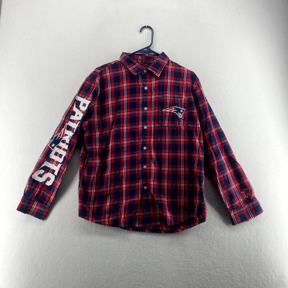 NFL Team Apparel Patriots Flannel Embroidered Shirt Ladies Size M
